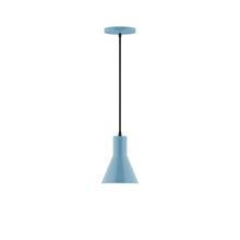 Montclair Light Works PEB436-54-C27-L10 - 6" Axis Flared Cone LED Pendant, neutral argyle fabric cord with canopy, Light Blue