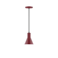 Montclair Light Works PEB436-55-C23-L10 - 6" Axis Flared Cone LED Pendant, red and white zigzag fabric cord with canopy, Barn Red