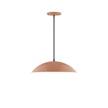 Montclair Light Works PEB438-19-C01-L13 - 16" Axis Half Dome LED Pendant, brown and ivory houndstooth fabric cord with canopy, Terracotta