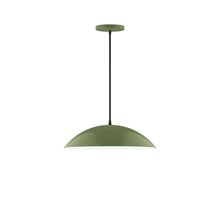 Montclair Light Works PEB438-22-C25-L13 - 16" Axis Half Dome LED Pendant, polished copper fabric cord with canopy, Fern Green