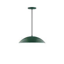 Montclair Light Works PEB438-42-C27-L13 - 16" Axis Half Dome LED Pendant, neutral argyle fabric cord with canopy, Forest Green