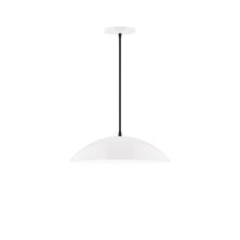 Montclair Light Works PEB438-44-C16-L13 - 16" Axis Half Dome LED Pendant, navy mini tweed fabric cord with canopy, White