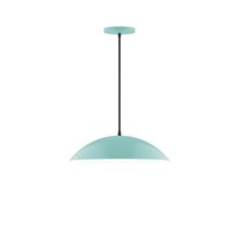 Montclair Light Works PEB438-48-C27-L13 - 16" Axis Half Dome LED Pendant, neutral argyle fabric cord with canopy, Sea Green