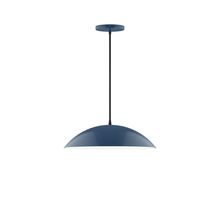 Montclair Light Works PEB438-50-C25-L13 - 16" Axis Half Dome LED Pendant, polished copper fabric cord with canopy, Navy