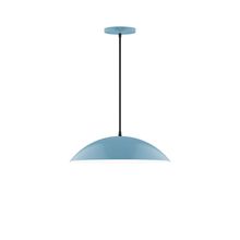 Montclair Light Works PEB438-54-C04-L13 - 16" Axis Half Dome LED Pendant, black and white houndstooth fabric cord with canopy, Light Blue