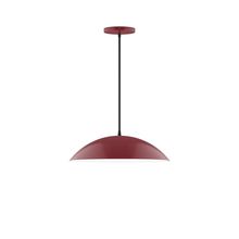 Montclair Light Works PEB438-55-C23-L13 - 16" Axis Half Dome LED Pendant, red and white zigzag fabric cord with canopy, Barn Red