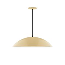 Montclair Light Works PEB439-17-C01-L14 - 24" Axis Half Dome LED Pendant, brown and ivory houndstooth fabric cord with canopy, Ivory