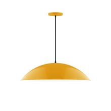 Montclair Light Works PEB439-21-C27-L14 - 24" Axis Half Dome LED Pendant, neutral argyle fabric cord with canopy, Bright Yellow