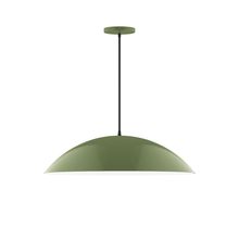 Montclair Light Works PEB439-22-C27-L14 - 24" Axis Half Dome LED Pendant, neutral argyle fabric cord with canopy, Fern Green