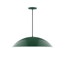 Montclair Light Works PEB439-42-C25-L14 - 24" Axis Half Dome LED Pendant, polished copper fabric cord with canopy, Forest Green