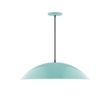 Montclair Light Works PEB439-48-C16-L14 - 24" Axis Half Dome LED Pendant, navy mini tweed fabric cord with canopy, Sea Green