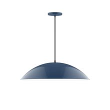 Montclair Light Works PEB439-50-C25-L14 - 24" Axis Half Dome LED Pendant, polished copper fabric cord with canopy, Navy