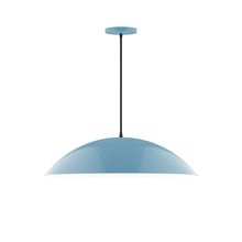 Montclair Light Works PEB439-54-C16-L14 - 24" Axis Half Dome LED Pendant, navy mini tweed fabric cord with canopy, Light Blue