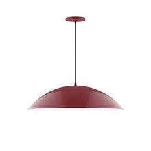 Montclair Light Works PEB439-55-C27-L14 - 24" Axis Half Dome LED Pendant, neutral argyle fabric cord with canopy, Barn Red