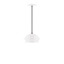 Montclair Light Works PEBX445-44-C24-L10 - 10" Nest LED Pendant, cool tweed fabric cord with canopy, White