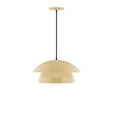 Montclair Light Works PEBX446-17-C12-L12 - 16" Nest LED Pendant, gray fabric cord with canopy, Ivory