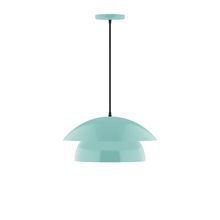 Montclair Light Works PEBX446-48-C26-L12 - 16" Nest LED Pendant, ivory fabric cord with canopy, Sea Green