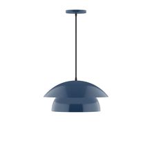 Montclair Light Works PEBX446-50-C21-L12 - 16" Nest LED Pendant, white cord with canopy, Navy