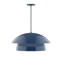 Montclair Light Works PEBX447-50-C24-L13 - 24" Nest LED Pendant, cool tweed fabric cord with canopy, Navy