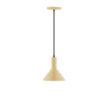 Montclair Light Works PEBX451-17-C02-L10 - 8" Stack Mini Cone LED Pendant, black fabric cord with canopy, Ivory