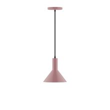 Montclair Light Works PEBX451-20-C22-L10 - 8" Stack Mini Cone LED Pendant, white and gray dot fabric cord with canopy, Mauve