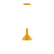 Montclair Light Works PEBX451-21-C26-L10 - 8" Stack Mini Cone LED Pendant, ivory fabric cord with canopy, Bright Yellow