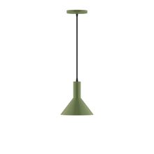 Montclair Light Works PEBX451-22-C02-L10 - 8" Stack Mini Cone LED Pendant, black fabric cord with canopy, Fern Green