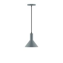 Montclair Light Works PEBX451-40-C12-L10 - 8" Stack Mini Cone LED Pendant, gray fabric cord with canopy, Slate Gray