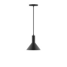 Montclair Light Works PEBX451-41-C20-L10 - 8" Stack Mini Cone LED Pendant, white fabric cord with canopy, Black