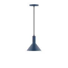 Montclair Light Works PEBX451-50-C26-L10 - 8" Stack Mini Cone LED Pendant, ivory fabric cord with canopy, Navy