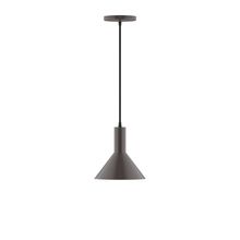 Montclair Light Works PEBX451-51-C21-L10 - 8" Stack Mini Cone LED Pendant, white cord with canopy, Architectural Bronze