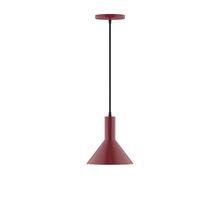 Montclair Light Works PEBX451-55-C26-L10 - 8" Stack Mini Cone LED Pendant, ivory fabric cord with canopy, Barn Red