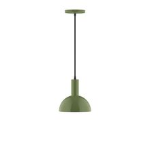 Montclair Light Works PEBX456-22-C24-L10 - 8" Stack Mini Dome LED Pendant, cool tweed fabric cord with canopy, Fern Green