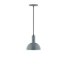 Montclair Light Works PEBX456-40-C22-L10 - 8" Stack Mini Dome LED Pendant, white and gray dot fabric cord with canopy, Slate Gray