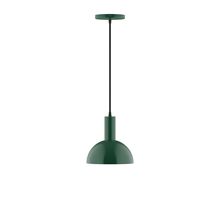 Montclair Light Works PEBX456-42-C02-L10 - 8" Stack Mini Dome LED Pendant, black fabric cord with canopy, Forest Green