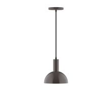 Montclair Light Works PEBX456-51-C02-L10 - 8" Stack Mini Dome LED Pendant, black fabric cord with canopy, Architectural Bronze