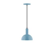 Montclair Light Works PEBX456-54-C02-L10 - 8" Stack Mini Dome LED Pendant, black fabric cord with canopy, Light Blue