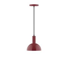 Montclair Light Works PEBX456-55-C16-L10 - 8" Stack Mini Dome LED Pendant, navy mini tweed fabric cord with canopy, Barn Red