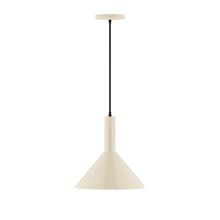 Montclair Light Works PEBX466-16-C12-L12 - 12" Stack Cone LED Pendant, gray fabric cord with canopy, Cream