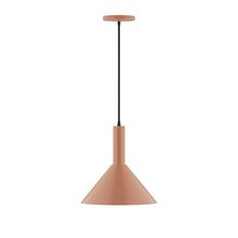 Montclair Light Works PEBX466-19-C12-L12 - 12" Stack Cone LED Pendant, gray fabric cord with canopy, Terracotta