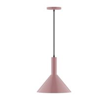 Montclair Light Works PEBX466-20-C04-L12 - 12" Stack Cone LED Pendant, black and white houndstooth fabric cord with canopy, Mauve