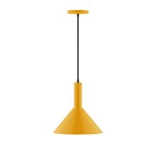 Montclair Light Works PEBX466-21-C26-L12 - 12" Stack Cone LED Pendant, ivory fabric cord with canopy, Bright Yellow