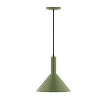 Montclair Light Works PEBX466-22-C16-L12 - 12" Stack Cone LED Pendant, navy mini tweed fabric cord with canopy, Fern Green