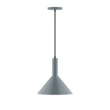 Montclair Light Works PEBX466-40-C20-L12 - 12" Stack Cone LED Pendant, white fabric cord with canopy, Slate Gray