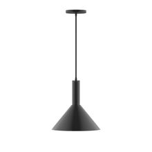 Montclair Light Works PEBX466-41-C02-L12 - 12" Stack Cone LED Pendant, black fabric cord with canopy, Black