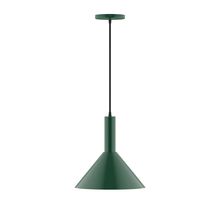 Montclair Light Works PEBX466-42-C27-L12 - 12" Stack Cone LED Pendant, neutral argyle fabric cord with canopy, Forest Green