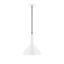 Montclair Light Works PEBX466-44-C12-L12 - 12" Stack Cone LED Pendant, gray fabric cord with canopy, White