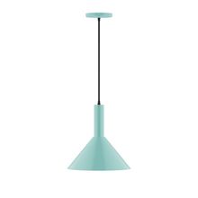 Montclair Light Works PEBX466-48-C16-L12 - 12" Stack Cone LED Pendant, navy mini tweed fabric cord with canopy, Sea Green