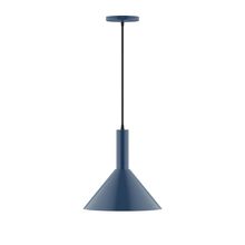 Montclair Light Works PEBX466-50-C02-L12 - 12" Stack Cone LED Pendant, black fabric cord with canopy, Navy