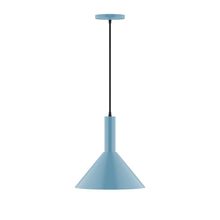 Montclair Light Works PEBX466-54-C16-L12 - 12" Stack Cone LED Pendant, navy mini tweed fabric cord with canopy, Light Blue